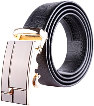 Men's Leather Belt Reversible Ratchet Belts for Big Men Jeans with Automatic Buckle Black 26