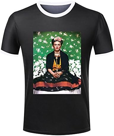Nagala Frida Kahlo Vogue Mens Crew Neck Portrait Short Sleeve T-Shirt Black