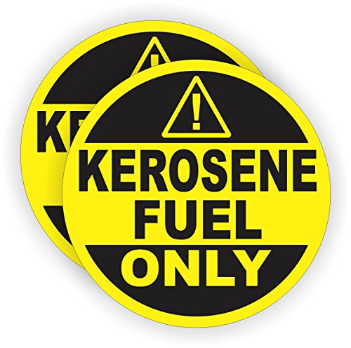 (Pair) KEROSENE FUEL ONLY 2" Round Decals | Vinyl Stickers | Labels 50:1 Fuel Gas Door Labels Heater Heat Burner