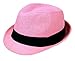 TAUT Unisex Solid Color Short Brim Sun Fedora Hat with Band Light Pink SM