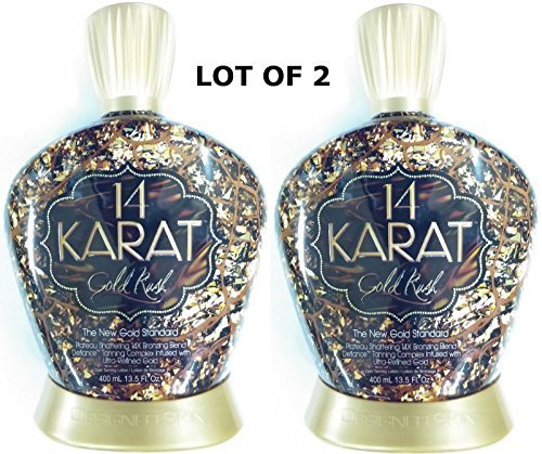 LOT of 2 NEW 14 Karat Gold Rush 14x Bronzer Tanning Lotion By Designer Skin