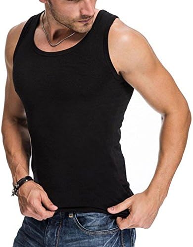 Showbellia▒ Men Super Elastic Tank Tops Waist Tummy Shaper Vest Shirts Workout Underwear,One size, Black