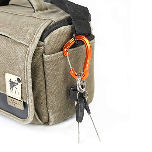 XINDA Small Carabiner Clip Keychains Quickdraws - 16KN Lightweight Mini Wiregate Carabiner Heavy Duty, Outdoor Aluminum Carabiners for Hammocks Climbing Camping Fishing Hiking (4 Orange)