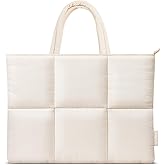 MOSISO 13-14 inch Laptop Case, 13.3 inch Puffy Laptop Sleeve Compatible with MacBook Air 13 13.3 13.6/Pro 13/14, HP Dell ASUS Lenovo, Six Rectangle Quilted Puffer Laptop Carrying Case with Handle,Sand