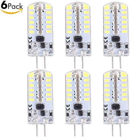 Sanniu G4 Base LED Bulb Halogen Replacement 48 LED 3014 SMD Dimmable 1.8W AC/DC 12V 160LM Bright G4 LED Lights Bulb Lamps White 6 Packs