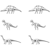 Silver Dinosaur Stud Earrings Set – 3 Pairs Cute Stegosaurus, T-Rex & Long Neck Dino – Hypoallergenic Animal Earrings for Women & Dino Lovers - Great Gift!