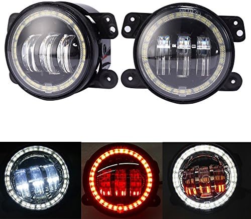 40W 4" Inch OSRAM Led Fog Lights 6000K White and Turn Signal Amber Halo Ring For Jeep Wrangler JK TJ LJ CJ Dodge Chrysler Cherokee Front Bumper Lights
