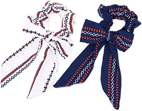 2pcs Women Hair Scrunchy Bow Diy Bowknot Streamers Scrunchies