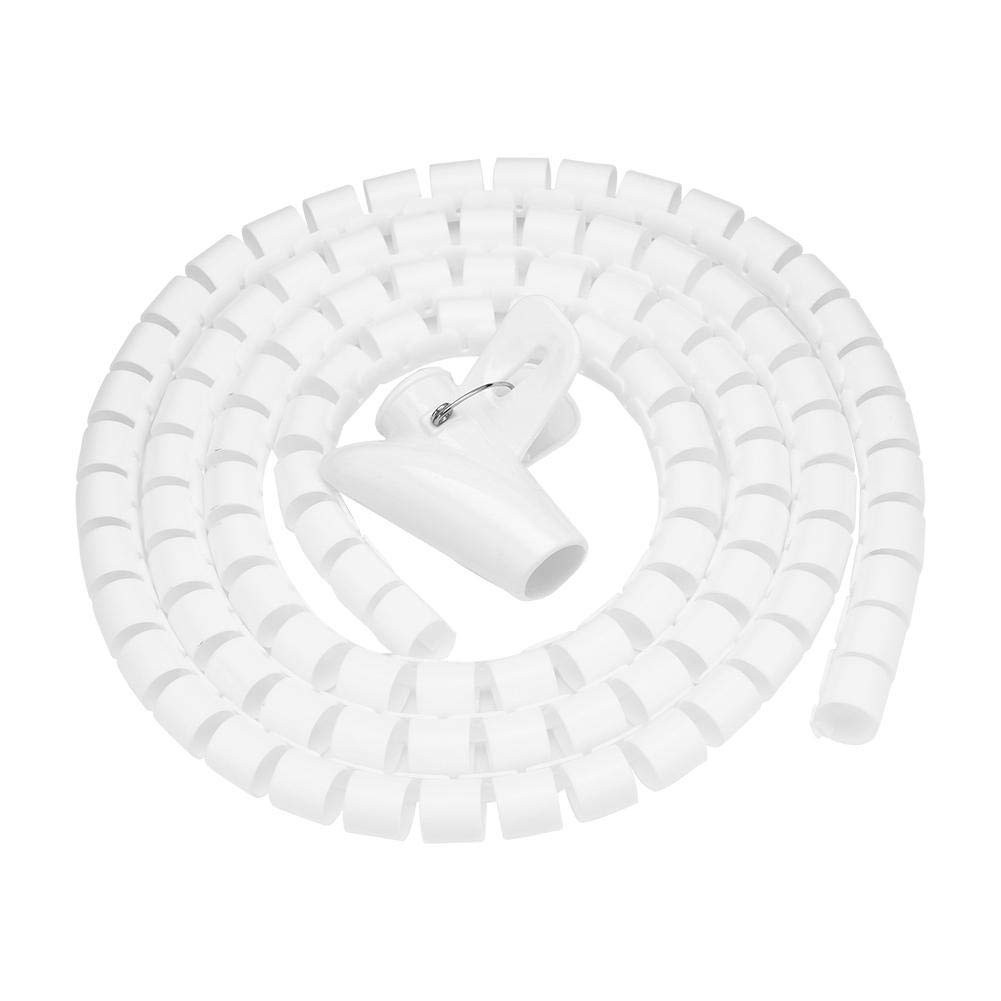 Flexible spiral wire wrap hose cable organiser management sleeves wire storage tube (1.5 m x 16 mm, white)