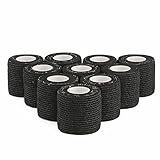 DROK 10 Roll Self Adhesive Tape, 2 Inch 4.92yds 14.76ft Breathable Nonwoven Fabric Protective Tape, Flexible Cling Scope Wrap, Military Camo Stretch Bandage Stealth Tape for Gun Knife Handle Covering