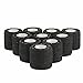 DROK 10 Rolls Self Adhesive Tape, 2.0in 14.76ft Black Breathable Nonwoven Fabric Protective Tape, Flexible Cling Scope Wrap, Military Camo Stretch Bandage Stealth Tape for Gun Knife Handle Covering