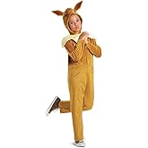 Eevee Pokemon Kids Costume, Official Pokemon Hooded Jumpsuit with Ears