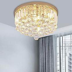 Gopmmy Mini Crystal Chandelier Ceiling Light,Flush