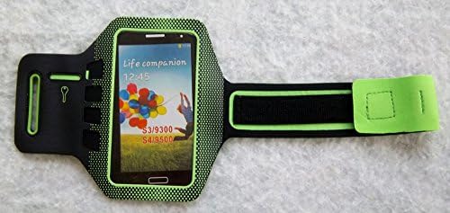Neoprene Armband for any cell phone which Screen less than 5 inch, including iPhone 6/5/5s/5c/4s/4, Samsung S5/S4/S3, iPod Touch, LG, with Key &amp; Small Money pocket, for workouts, running, cycling, or any fitness activity outside or in the gym (Green)