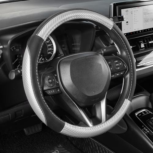 SEG Direct Silver Carbon Fiber Pattern Steering Wheel Cover