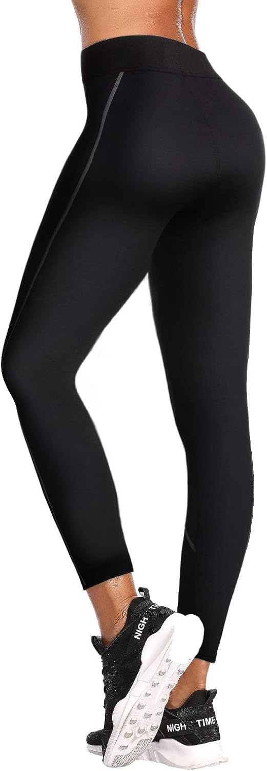 Women Weight Loss Hot Neoprene Sauna Sweat Pants with Side Pocket Workout Thighs Slimming Capris Leggings Body Shaper: Clothing