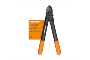 Fiskars 15-Inch PowerGear Loppers, Sharp Steel Blade Bush and Tree Trimmer, Cuts up to 1.25-Inch Diameter Branches, Rust Resi