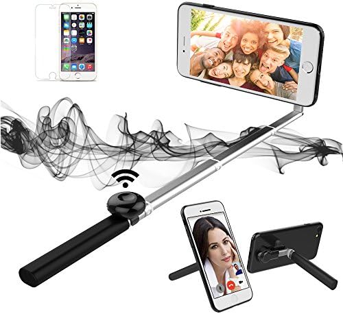 SURPASSER Selfie Stick Cell Phone Case Bluetooth 2 in 1 for iPhone 7(Black)