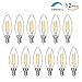 SHINE HAI Candelabra LED Filament Bulbs 40W Equivalent, 3000K Chandelier B11 LED Bulb E12 Base Decorative Candle Light Bulb, Pack of 12