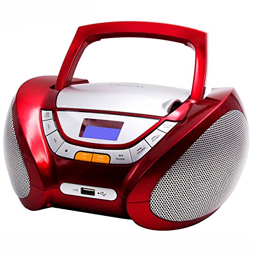 Lauson Boombox with Cd Player Mp3 | Portable Radio CD-player Stereo with USB | Usb & MP3 Player | Headphone Jack (3.5mm) CP542 (Red)