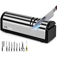 Rechargeable Electric Knife Sharpener, KYOEON 4-in-1 Versatile Diamond Hone Professional Knife Sharpener for Straight Edge Kn