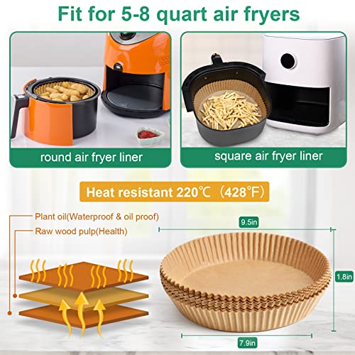 Airfryer Liners for Ninja Air Fryer 8 Inch 48 Qt Air Fryer Paper