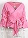 Simplee Apparel Women's Off Shoulder V Neck Wrap Blouse Shirt Waist Tie, Pink, 8/10, Large