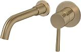 PHASAT Brushed Gold Wall Mounted Basin Tap Hot Cold Mixer PTBB06LG view 7