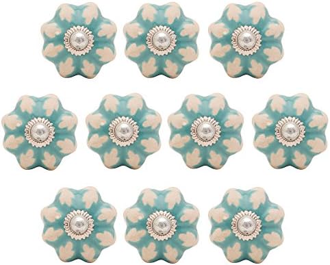 KNOBS CART's Blue Abstract Casual Ceramic Door Knob (4x2.25x2.25) Pack of 10 Blue Colored Knob