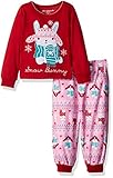 Komar Kids Girls' Big Girls' Snow Bunny 2pc Sleepwear Set, Pink, 2T