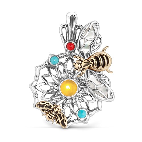 American West Sterling Silver & Brass Fritz Casuse Bumblebee Pendant Enhancer