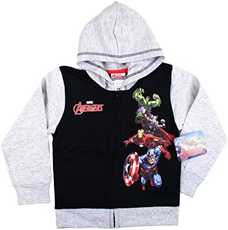 Kids Comic Superhero Zip-UP Fleece Hoodie (6, Avengers Character)