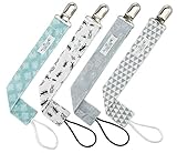 Pacifier Clip by Matimati Baby - 4 Pack - Unisex Modern Designs - Great Pacifier /Teething Ring Holder (Ants & Houses)