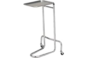 MediChoice Mayo Portable Adjustable Tray Steel Premium Instrument Stand Medical Dental Salon Tattoo Esthetician Mobile Service Cart Table Station Height 34-54 Inch MAYO1201