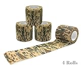 Marsway 4 Rolls Outdoor Multi-functional Camo Tape 15' Length x 2