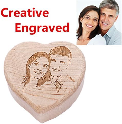 Creative Engraved Wooden Music Box Heart Shape Vintage Wood Carved Musical Toys Home Office Decor - Canon