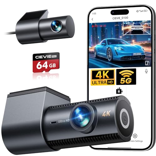 CIEVIE Dashcam Auto Vorne Hinten 4K+1080P, 5.8GHz WLAN mit 170° Weitwinkel