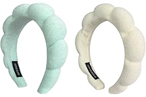 KVZVK 2 Pack Sponge Spa Makeup Headband, Puffy Spa Headband Skincare Headband for Women Face Washing, Makeup Removal, Shower,