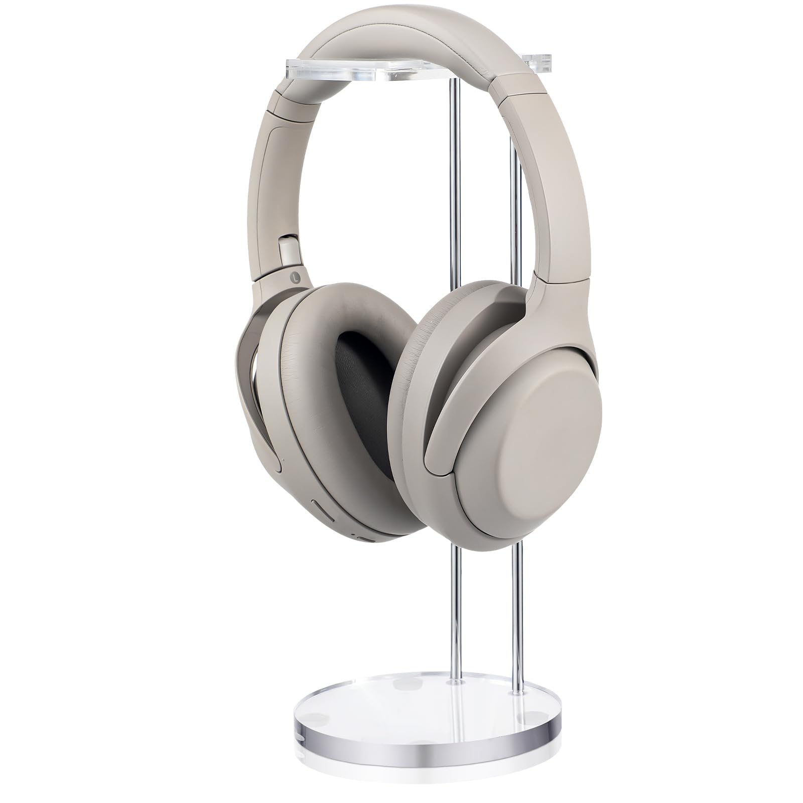 Photo 1 of Xuhal Acrylic Headphone Stand Headset Holder for Desk, Clear Gaming Headset Stand Universal Headphone Holder for Desktop Display, with Metal Hardware(Round)