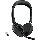 Jabra Evolve2 65 Flex Wireless Stereo Headset - Bluetooth, Noise-Cancelling ClearVoice Technology &amp; Hybrid ANC - Works with All Leading UC Platforms Such As Zoom &amp; Google Meet - Black