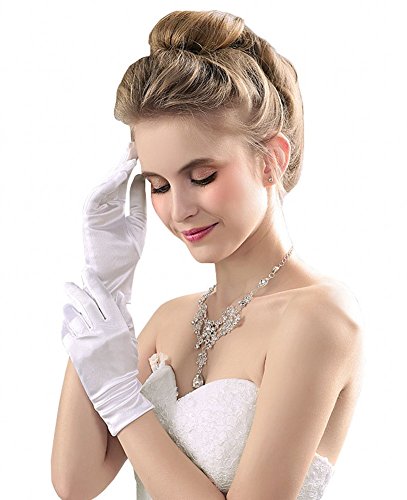 Miranda's Bridal Women's Wrist Length Formal Satin Gloves Red