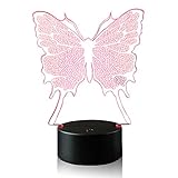 3D Illusion Butterfly Night Light Lamp with 7 Color Change, Touch Base, Power by AA Batteries