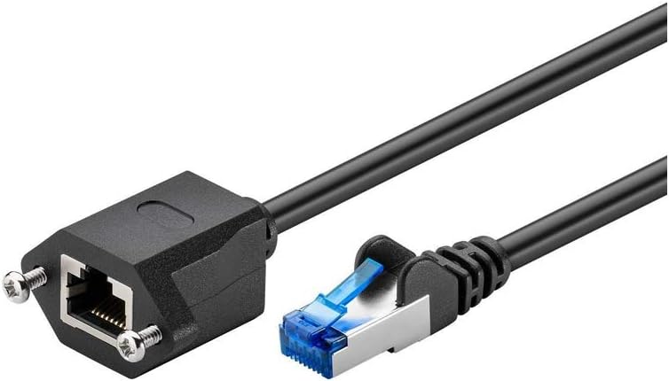 goobay 77574 CAT 6a Extension Cable, S/FTP (PiMF), Black, 1m Length