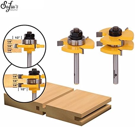 Sofia 1/4" Shank 2 Bit Tongue and Groove Router Bit Set