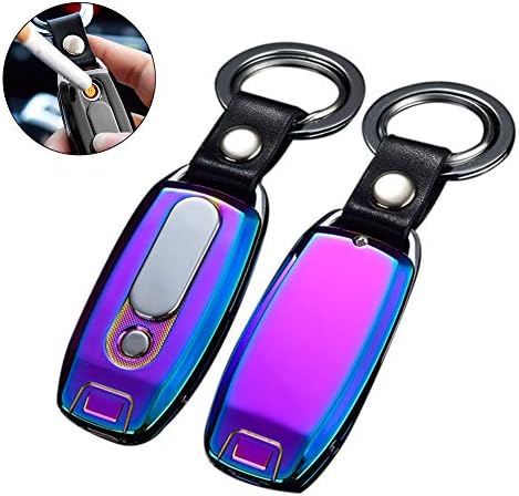 Comtervi USB Lighter Mini USB Lighter Portable Rechargeable Flameless Windproof Key Chain Eelectronic Lighter with Lighting