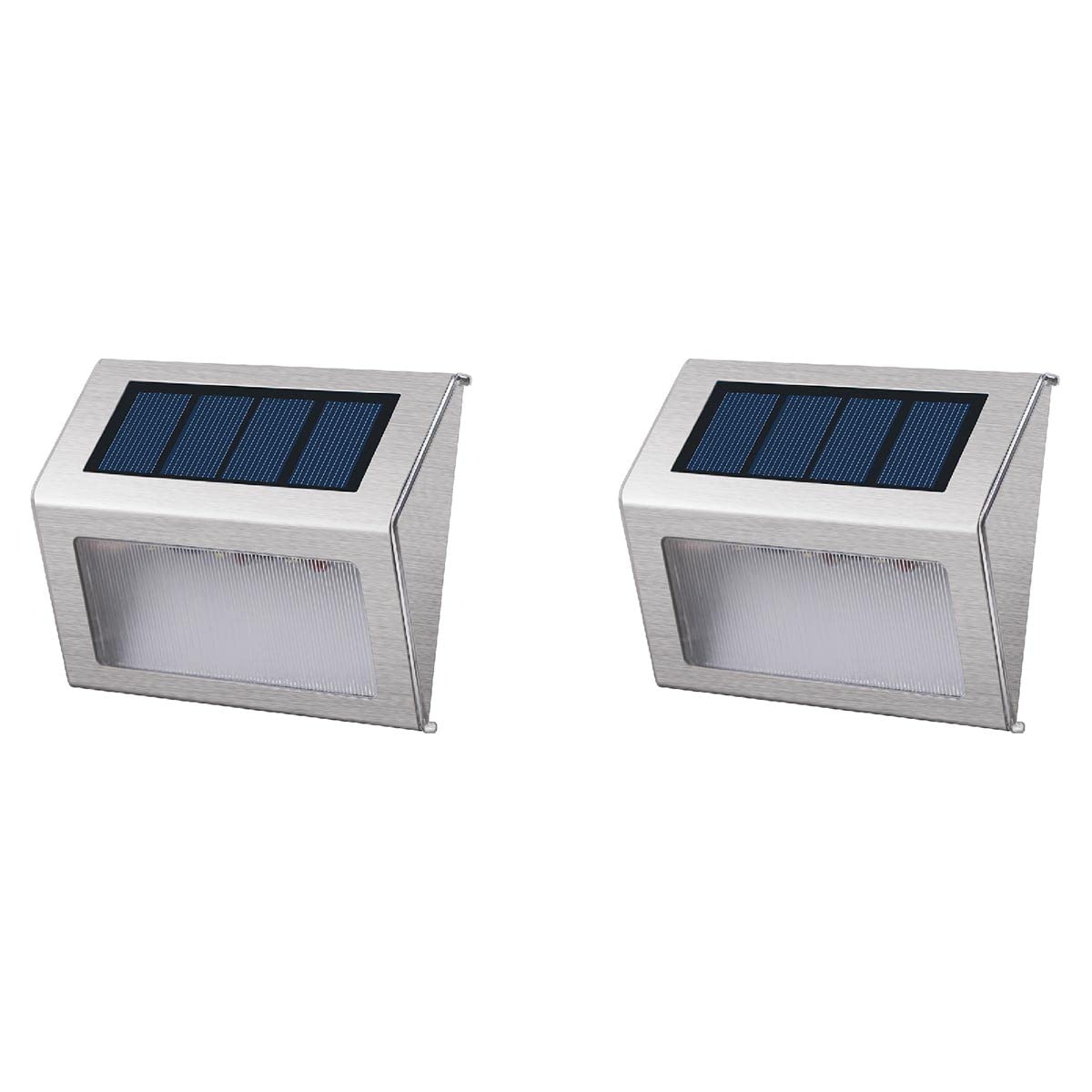 LUMISKY / LUMIJARDIN Lumi Jardin Wally W8 Set de 2 Projecteur Spot Solaire 3 LED Extérieur Etanche, Acier/INOX Brossé, Intégré, 1 W, 10 x 8 x 2.5 cm