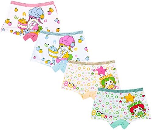 Antion Girl's 3-7T Modal 2 Cartoon Boyshorts Underwear(Pack Of 4) Size Small