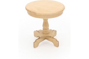 CUTEMINI Miniature Dollhouse End Table 1:12 Scale Wooden Furniture Round Side Tea Table Model for Dollhouse Acessories Coffe Tables Living Room Scene Decoration (Wood)