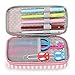 BTSKY Floral Pencil Case with Compartments -High Capacity Double Layers Pencil Pouch Stationery Organizer Multifunction Cosmetic Makeup Bag, Perfect Holder for Pencils and Pens (Pink)