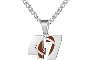 AIAINAGI Football Number Necklace for Boys Athletes Jersey Number Pendant Silver Stainless Steel Charm Number Chain Sport Jewelry Gift for Men